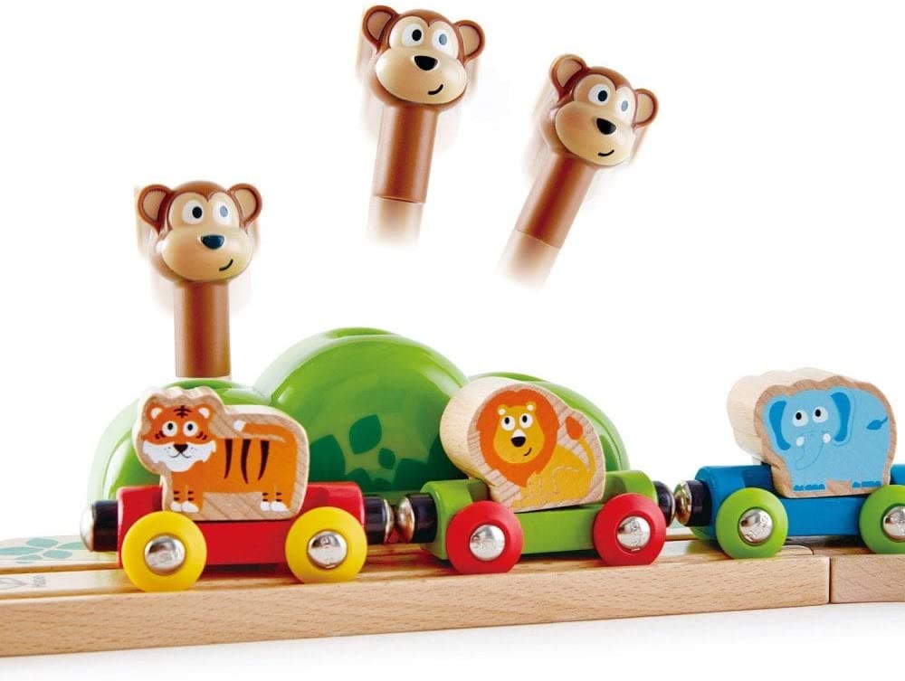 treno percorso musica e scimmiette saltellanti