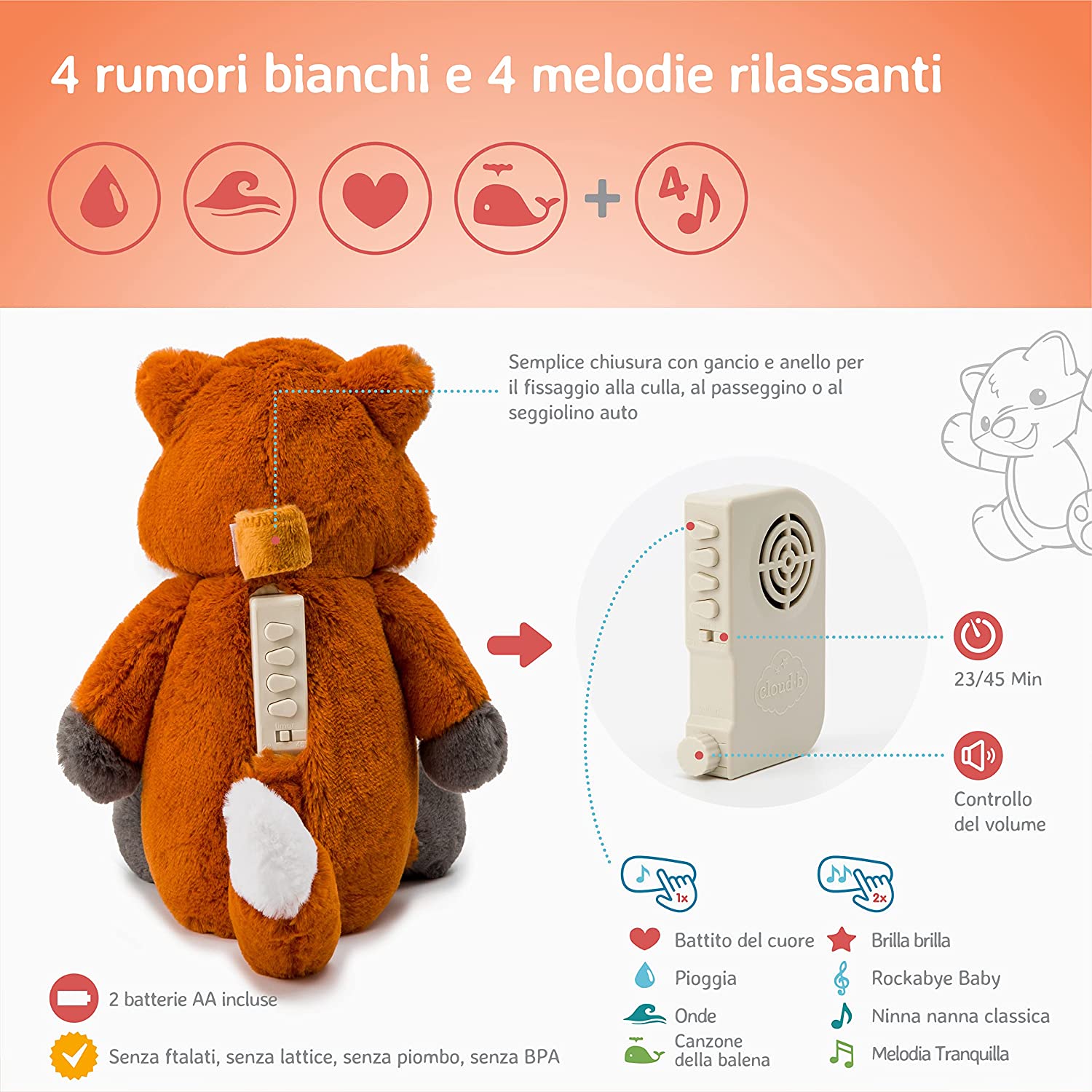 Volpe con 8 suoni rilassanti