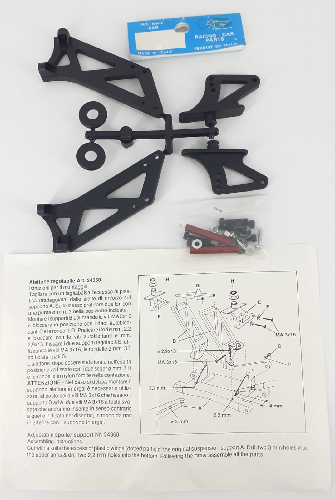 Kit supporto alettone regolabile 1/8 Mantua