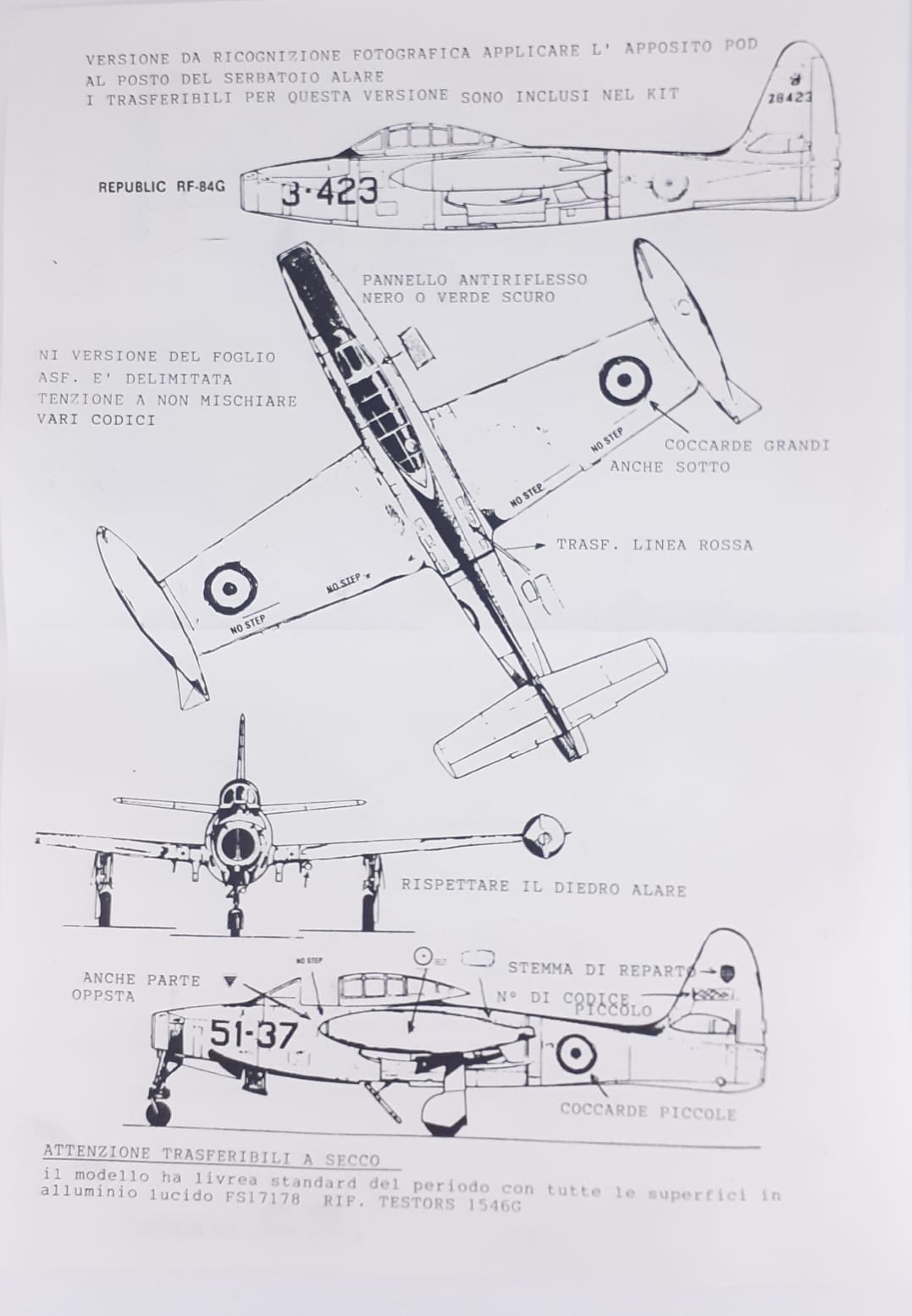 aereo Republic F84G 1/48 kit in resina