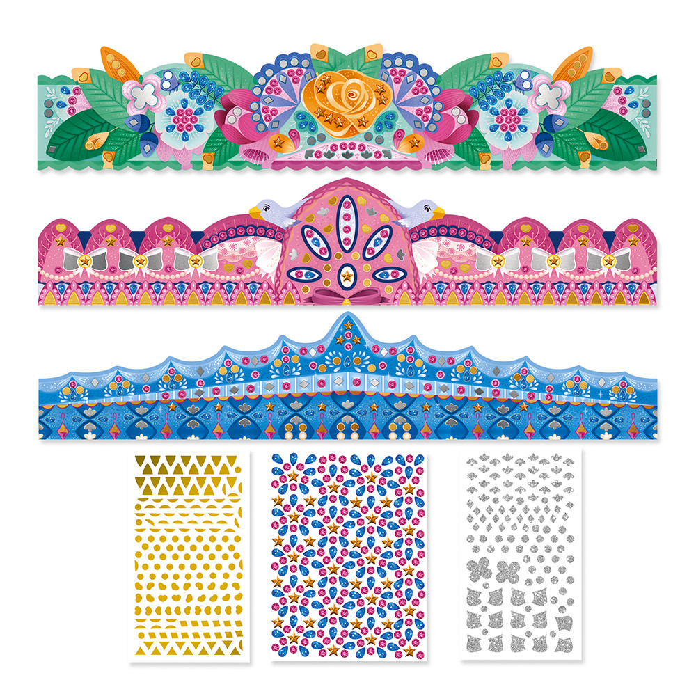 kit 3 corone con strass e adesivi
