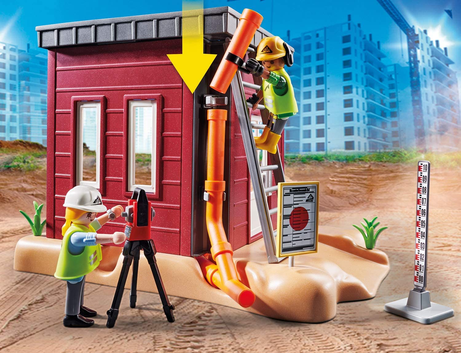Mini escavatore con cantiere