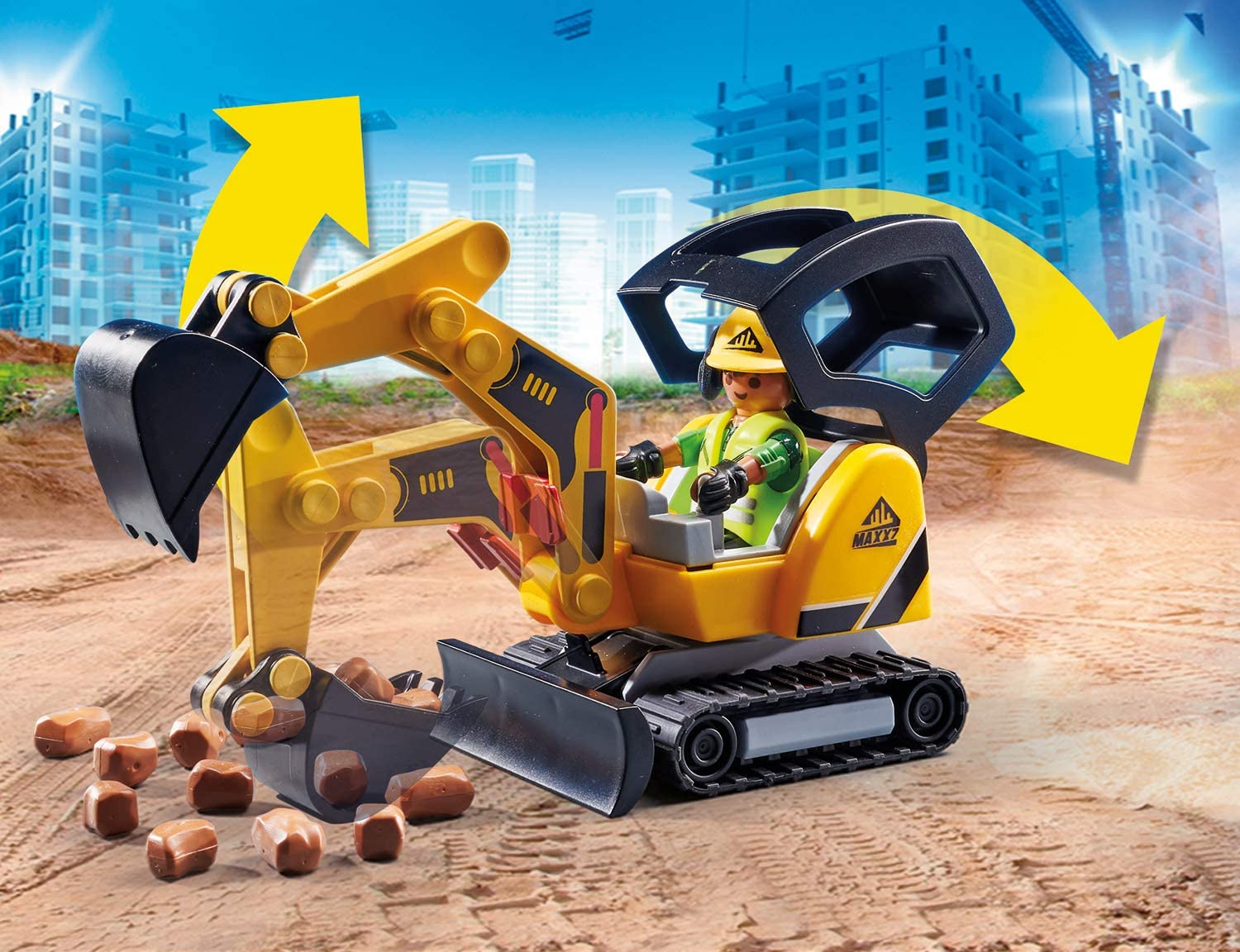 Mini escavatore con cantiere