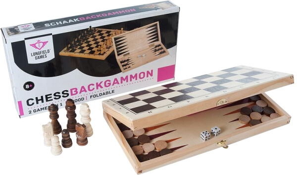scacchi dama backgammon in legno