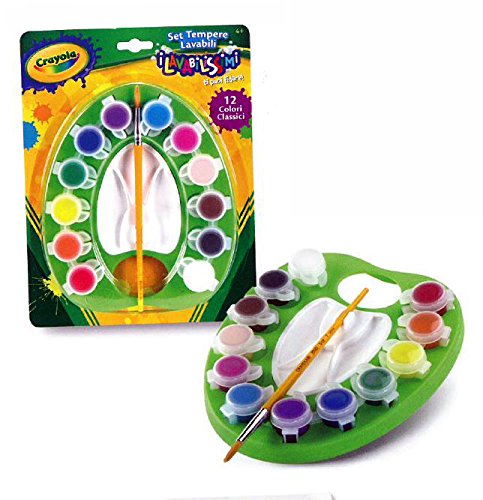 Set di Tempere Lavabili per Bambini con Pennello, 12 Colori