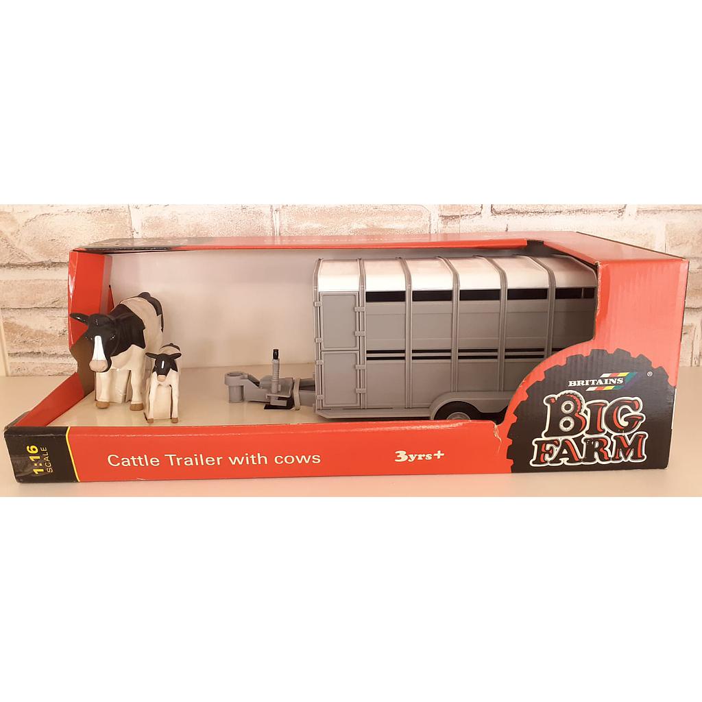 Rimorchio trasporto bestiame con mucche Britains scala 1/16