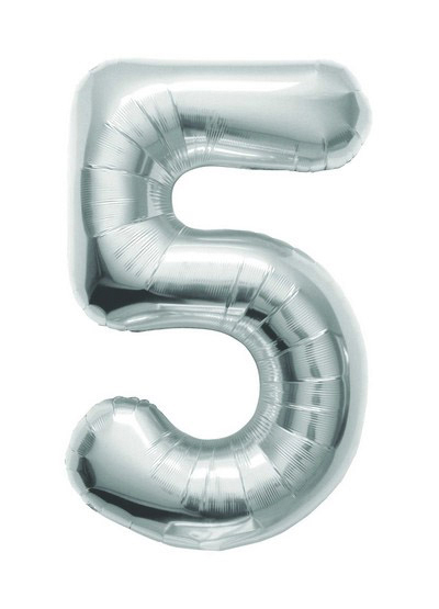 Pallone 34&quot; - 86 cm Numero 5 - Silver 1 pz