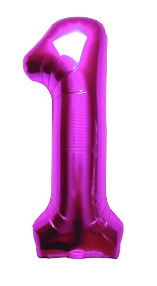 Pallone 34&quot; - 86 cm Numero 1 - Magenta 1 pz