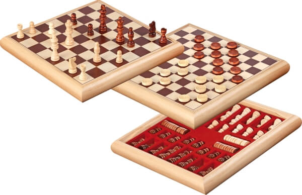 scacchi e dama set in legno