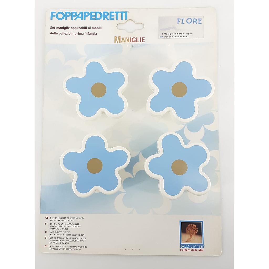 set 4 maniglie fiore azzurro per mobili