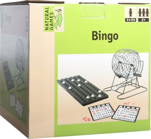 tombola bingo con cestino in metallo