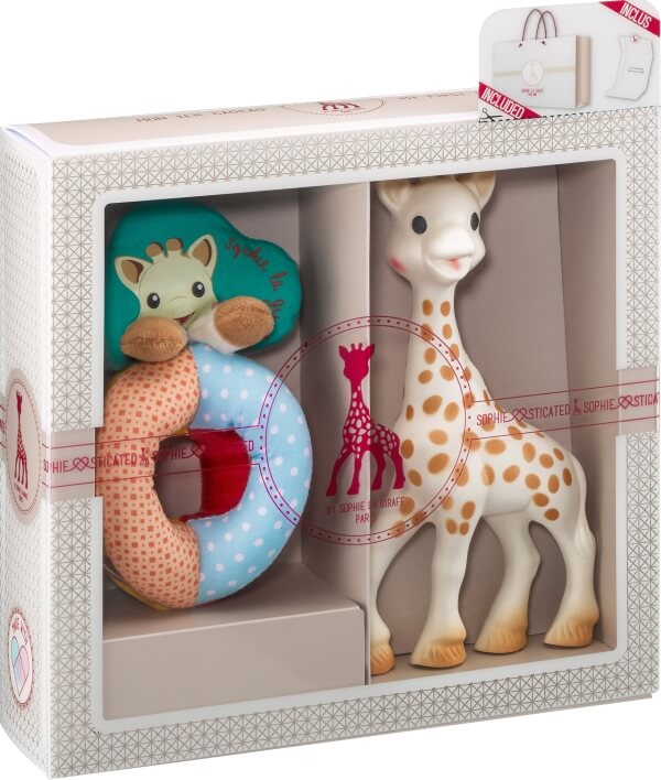 set regalo Giraffa Sophie con sonaglio