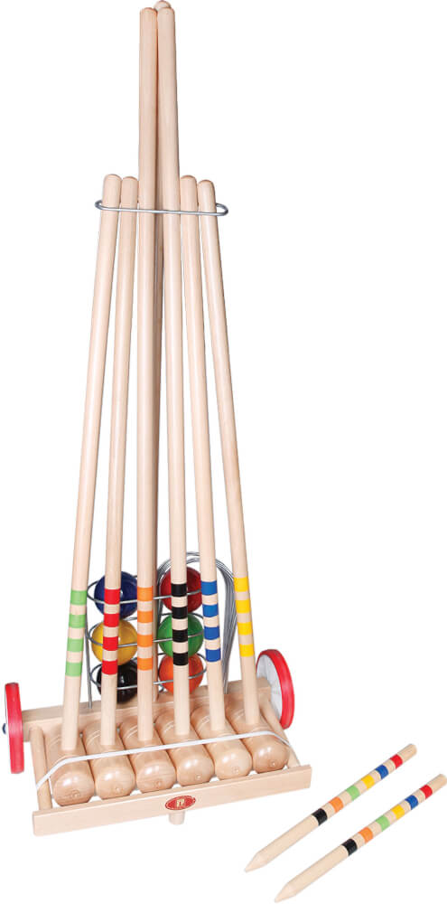 Carrello Croquet in legno per 6 giocatori