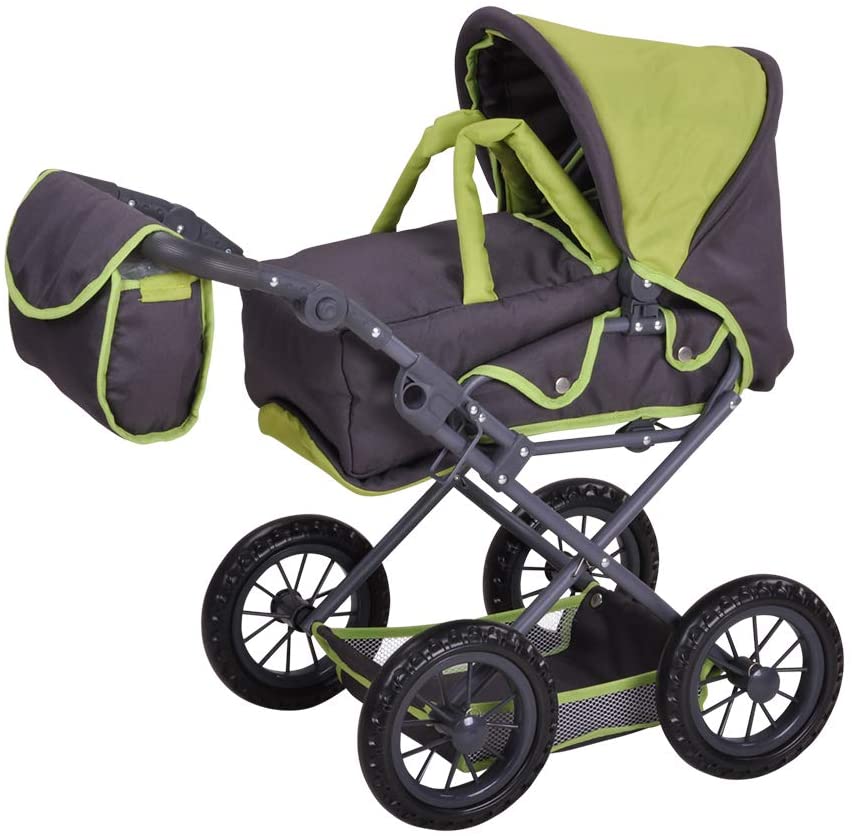 Carrozzina con borsa e profilo verde