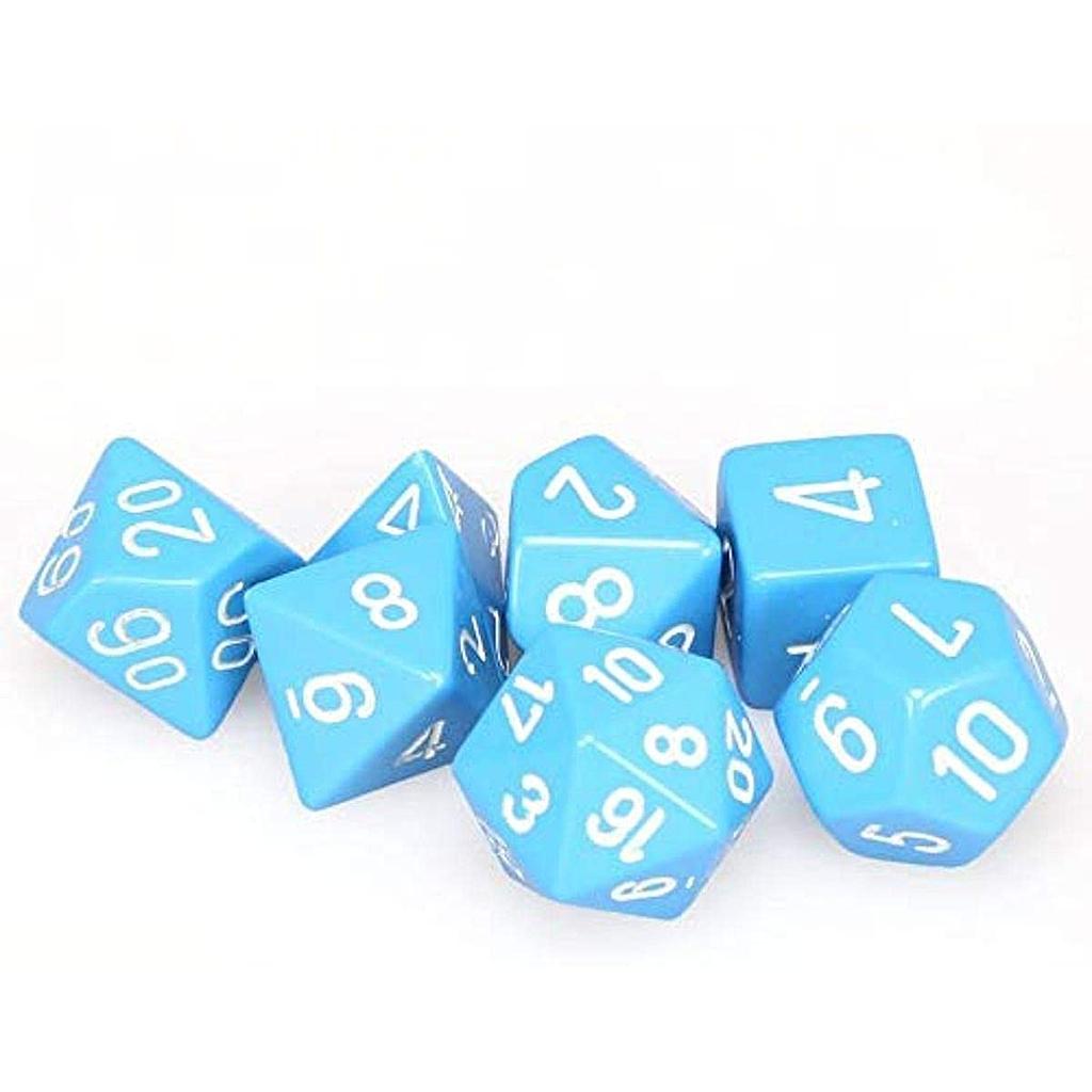 Set 7 dadi colore Azzurro/bianco