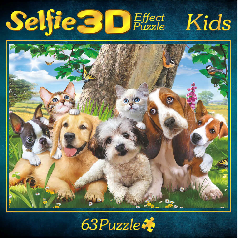 Puzzle cani gatti Selfie 63 pezzi