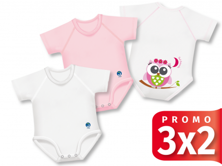 Promo 3x2 Gufetta &amp; Tinta Unita 0-36m bio cotton 4season