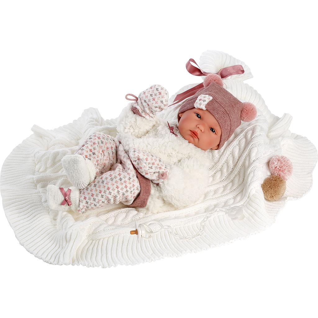 bambola con guanti e coperta cm 35