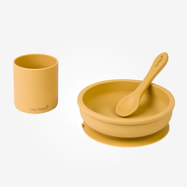 Set pappa 3pz silicone senape