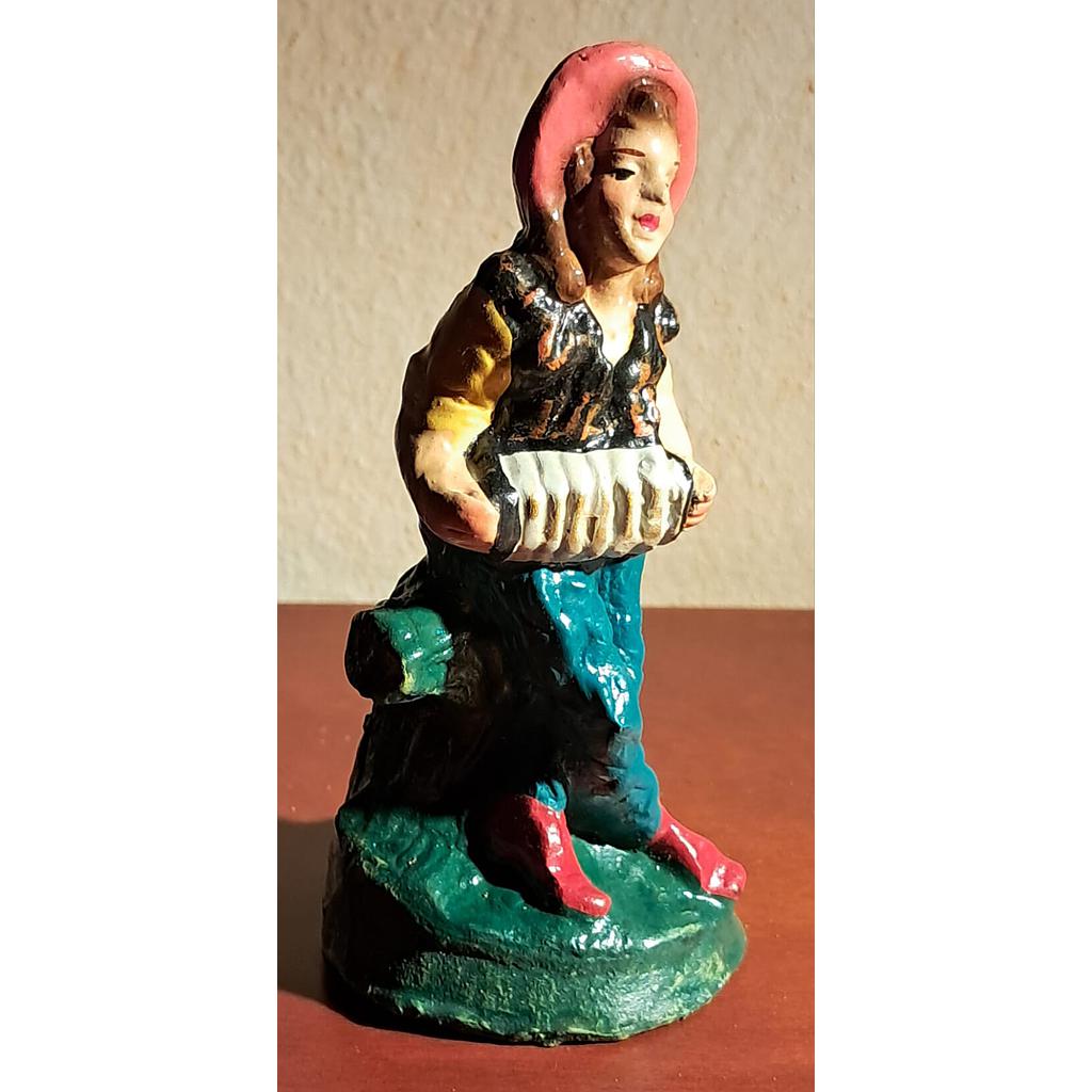 Suonatore fisarmonica statuina in gesso 10cm