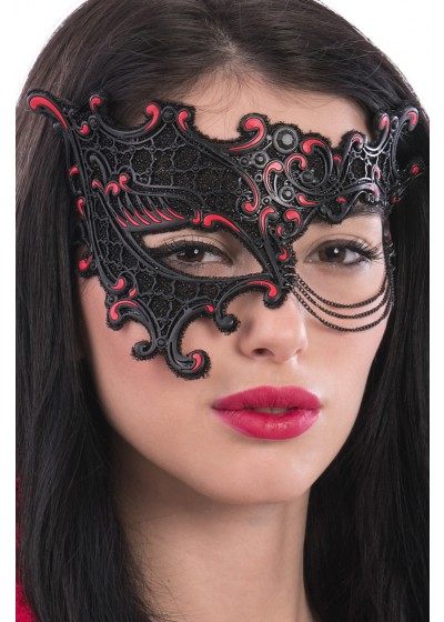 maschera mezzo viso nero/rossa
