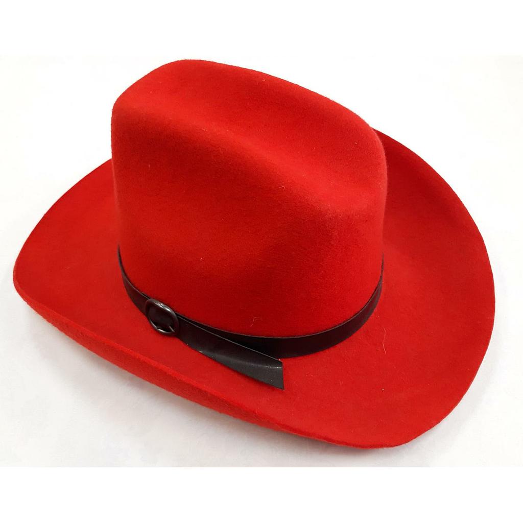 Cappello cowboy rosso feltro lana