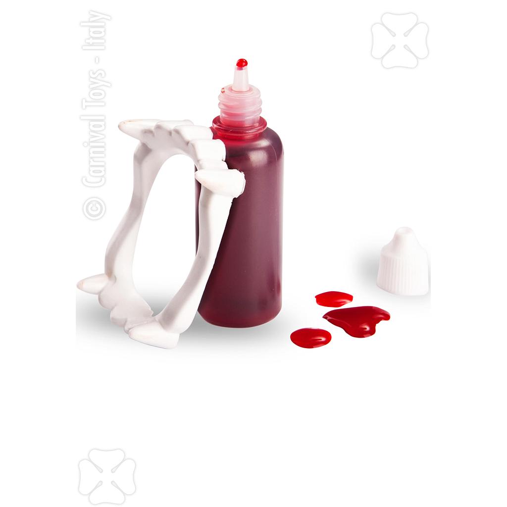 dentiera con sangue finto