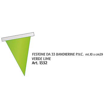 festone 33 bandierine pvc verde lime 10 mt