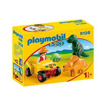 Esploratore con dinosauri