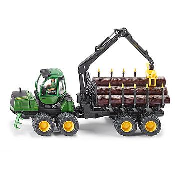 Trattore john deere con rimorchio tronchi