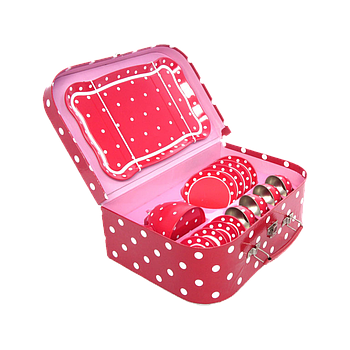 set tea rosso a pois