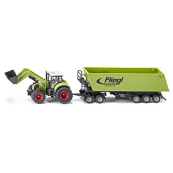 Trattore claas con rimorchio e benna