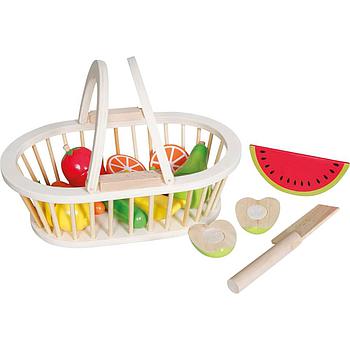 Cesto di frutta in legno da tagliare