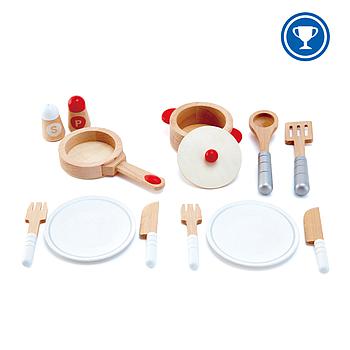 Kit cucina e servizio piatti legno