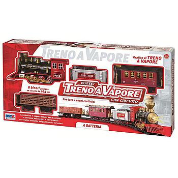 Treno a vapore con binari
