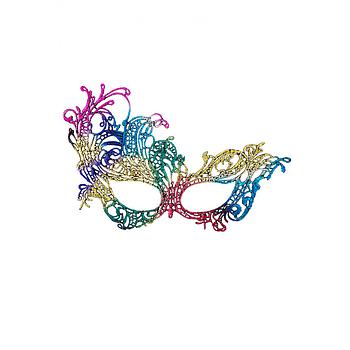Maschera multicolor in tessuto macrame'