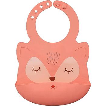 Bavaglino con tasca in silicone Corallo Fox