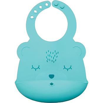 Bavaglino con tasca in silicone Menta Bear