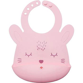 Bavaglino con tasca in silicone Pink Bunny