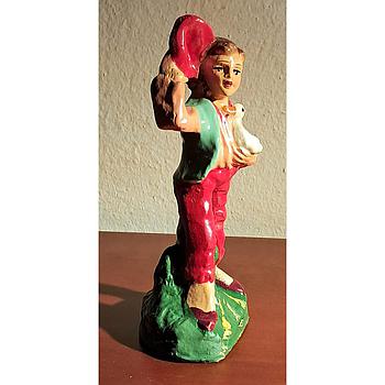 Uomo con oca statuina in gesso 10cm