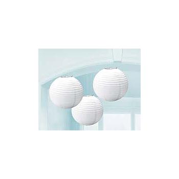 set 3 lanterne tonde bianche