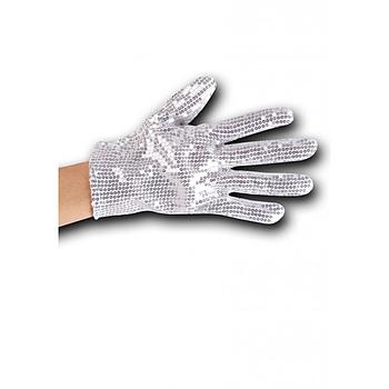 guanti bianchi con paillettes argento cm 24 